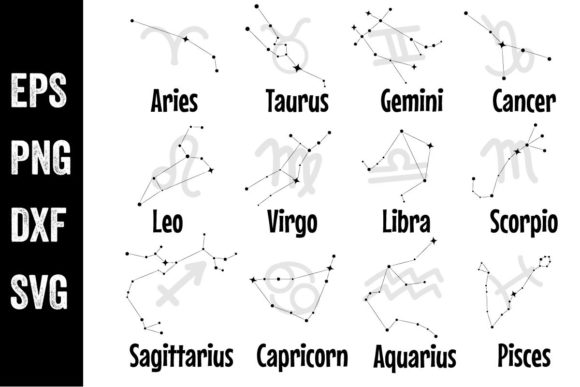 12 Zodiac Astrological Signs Graphic Illustrations By LooksGoodOnYou