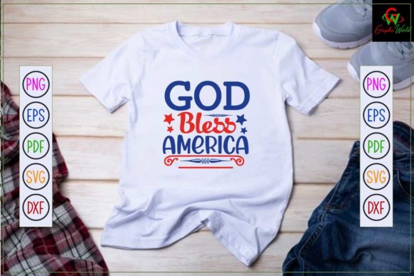 4th of July T Shirt God Bless America Gráfico Manualidades Por GraphicWorld