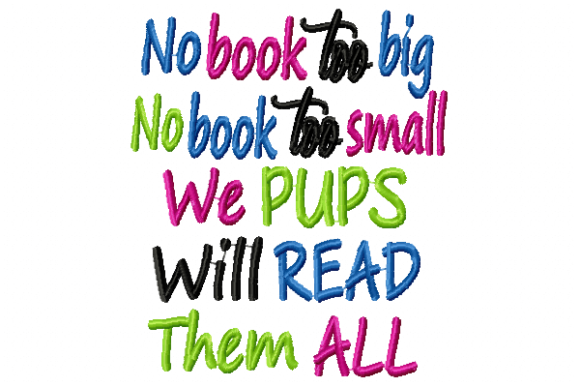 No Book Too Big Babies & Kids Quotes Embroidery Design By Reading Pillows Designs