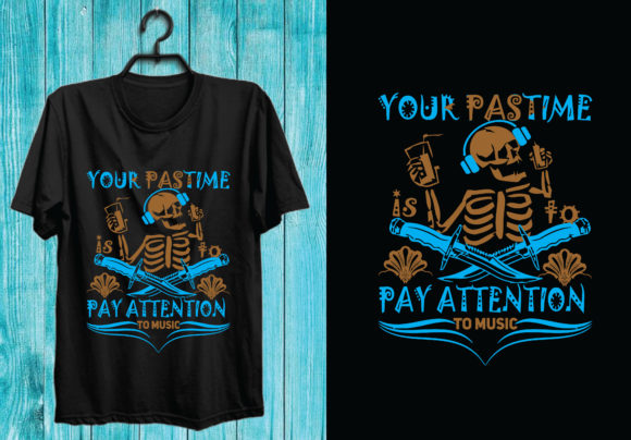 Skeleton Music Typography T-Shirt Design Grafik T-shirt Designs Von Mousumebd