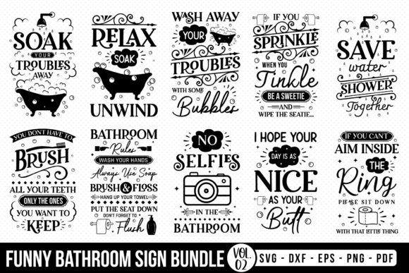 Funny Bathroom Sign SVG Bundle Vol.2 Graphic Crafts By CraftlabSVG