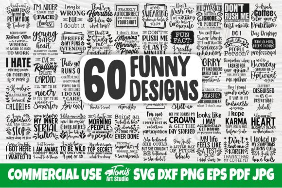 Funny Quotes Svg Bundle | 60 Designs Grafika Rękodzieła Przez TonisArtStudio