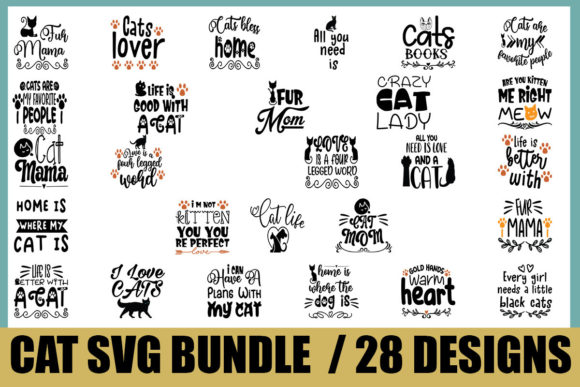 A Cat Quotes Bundle.28 Design Graphic Print Templates By SVG Studio