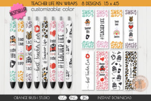 Pen Wrap Teacher SVG Bundle Waterslides Gráfico Artesanato Por Orange Brush Studio 1