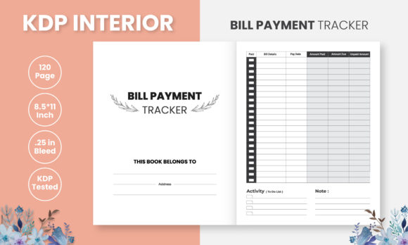 Bill Payment Tracker Log Book Graphic KDP Keywords By workclan24