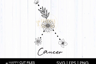 Cancer Floral Zodiac Sign SVG PNG Grafika Rękodzieła Przez happycutfiles 1