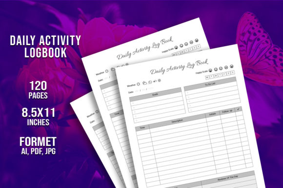 Daily Activities Log Book with Keywords Graphic KDP Interiors By Waliullah Solutions