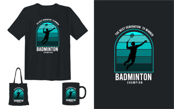 Badminton Champion T-shirt Design Gráfico Diseños de Camisetas Por teemarket