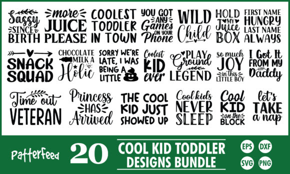 Cool Kid Toddler SVG Bundle, Funny Kids Graphic Crafts By PatternFeed
