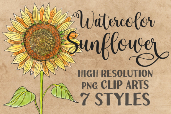 Flowers Watercolor Sunflower Clip Art Illustration Illustrations Imprimables Par Graphic Wanderings