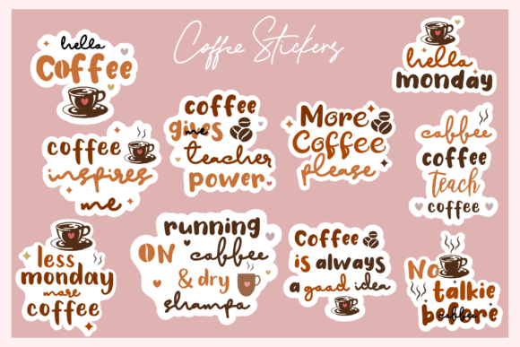 Coffee Stickers Grafika Rękodzieła Przez Ahargun Craft Design