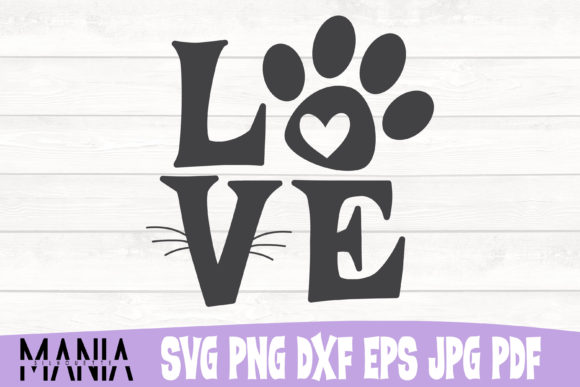 Love Cat Svg Cut File Design Gráfico Modelos Gráficos Por SilhouetteMania