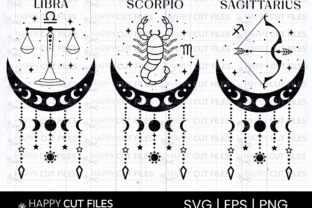 Zodiac Signs Svg , Celestail , Moon Illustration Illustrations Imprimables Par happycutfiles 6