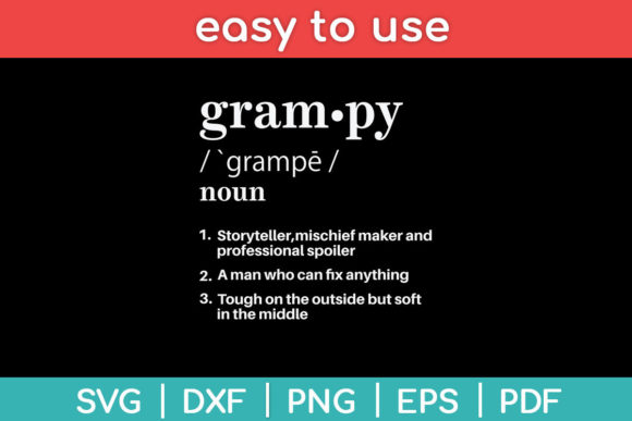 Grampy Definition Funny Father's Day Svg Illustration Modèles d'Impression Par designindustry