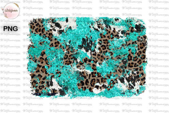 Turquoise Cowhide Leopard Distressed Graphic Crafts By wildflowers1994