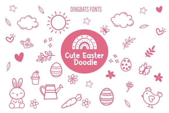 Cute Easter Doodle Dingbats-Schriftarten Schriftart Von Fox7