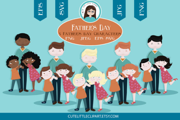 Father's Day Clipart Grafica Illustrazioni Stampabili Di CuteLittleClipart