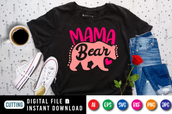 Mama Bear Mother's Day T-shirt Design Grafica Modelli di Stampa Di SVGCuteShop
