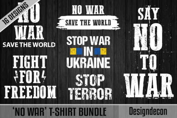 No War, Stop War T-shirt Design Bundle Illustration Modèles d'Impression Par Designdecon