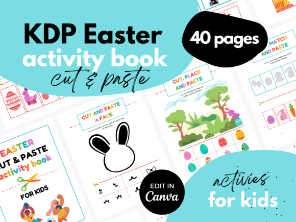 Easter Cut and Paste Kids Activity Book Graphic KDP Interiors By Mel Kelly Designs