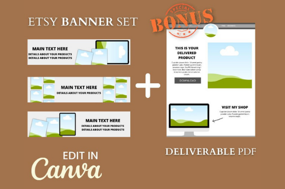 Etsy Shop Banner Template Canva Editable Graphic Product Mockups By Proper Mockup