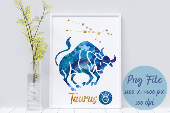 Sublimation Watercolor Zodiac Taurus Png Graphic Illustrations By Mary's Watercolor