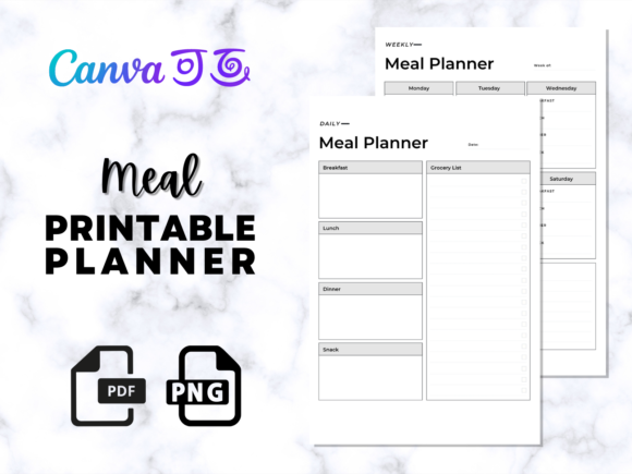 White Minimalist Meal Planner Grafica KDP Interni Di DesignScape Arts