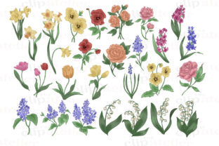 Spring Flower Illustrations Gráfico Ilustrações para Impressão Por theclipatelier 2