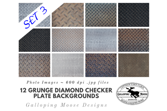 Grunge Diamond Checker Plate Gráfico Industrial Por Galloping Moose