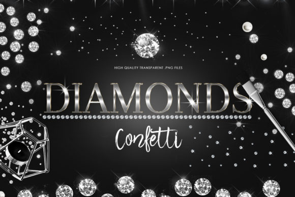 Diamond Confetti Clipart, Diamond Border Graphic Crafts By CutePix