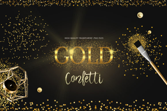 Gold Confetti Clipart, Gold Borders Graphic Crafts By CutePix