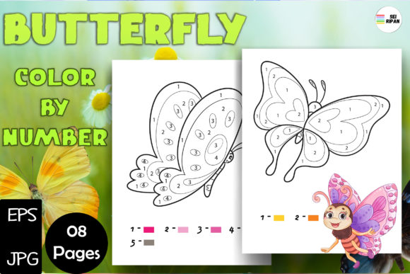 Butterfly Color by Number Pages - KDP Graphic Coloring Pages & Books Kids By Sei Ripan