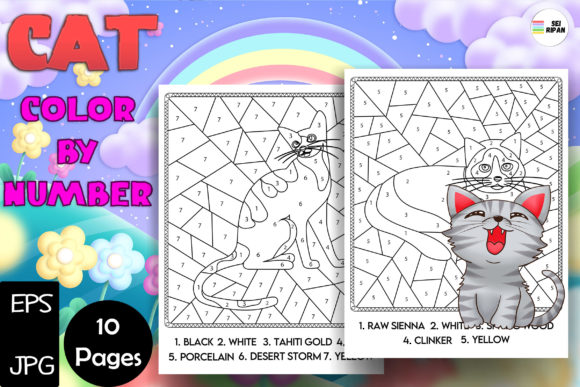 Cat Color by Number Pages - KDP Graphic Coloring Pages & Books Kids By Sei Ripan