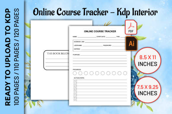 Online Course Tracker - KDP Interior Gráfico Palabras clave KDP Por PranStudio