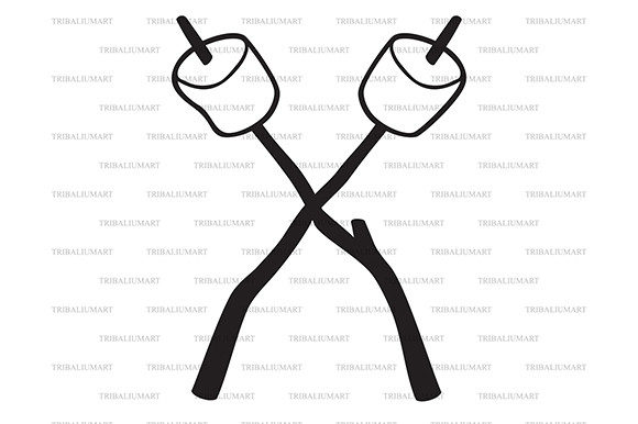 Crossed Marshmallow Sticks Graphic Illustrations By TribaliumArt