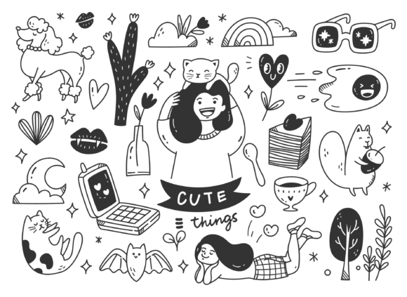 Cute Hand Drawn Doodle Line Art Graphic Illustrations By Big Barn Doodles