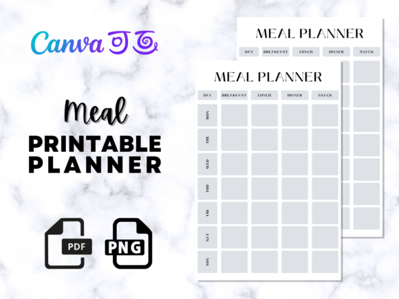 Elegant Meal Planner Template Graphic KDP Interiors By DesignScape Arts