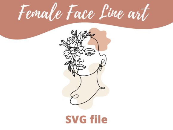 Female Face Line Art SVG, Boho Women SVG Graphic Crafts By Jaboor Magics
