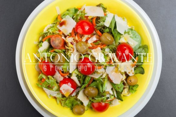 Mixed Salad on Black Slate Graphic Food & Drinks By AntonioGravante