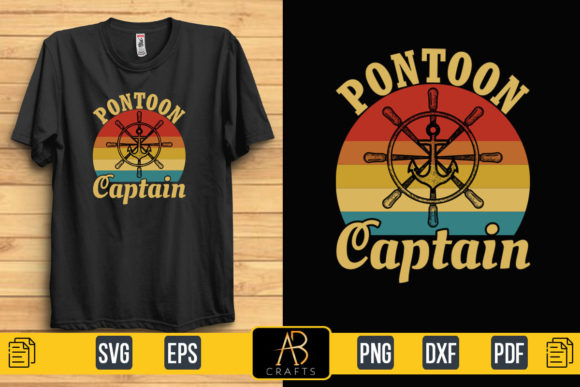Pontoon Captain Retro T Shirt Design Graphic Print Templates By Abcrafts