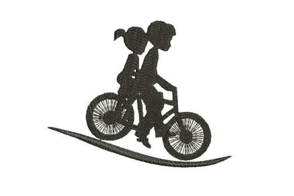 Silhouette of a Girl with a Boy Boys & Girls Embroidery Design By FlowerEmbroidery