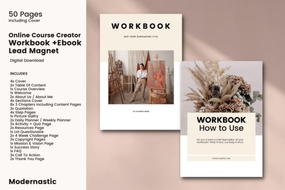 Ebook and Workbook Template for Bloggers Graphic Websites By ModernAstic