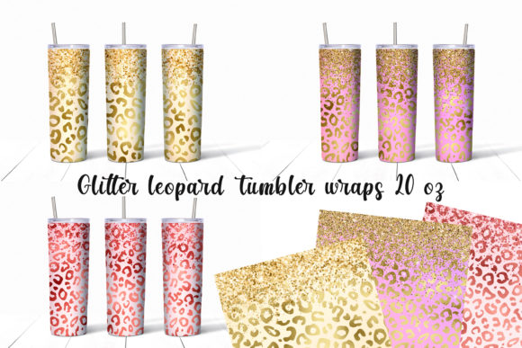 Shiny Glitter Leopard Tumbler Wraps Sub. Illustration Modèles d'Impression Par NadineStore