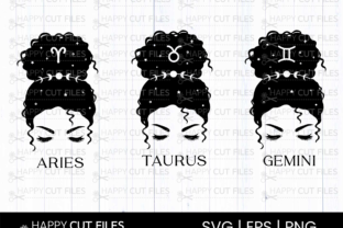 Messy Bun Zodiac Astrology Horoscope Svg Graphic Illustrations By happycutfiles 2