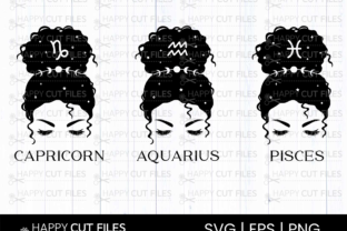 Messy Bun Zodiac Astrology Horoscope Svg Graphic Illustrations By happycutfiles 5