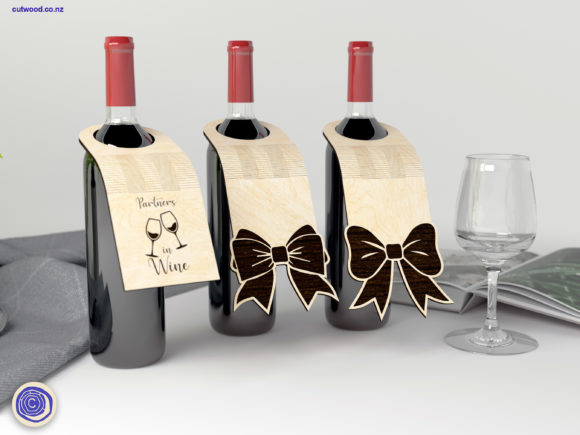 Wine Bottle Gift Tag Graphic 3D SVG By Cutwood