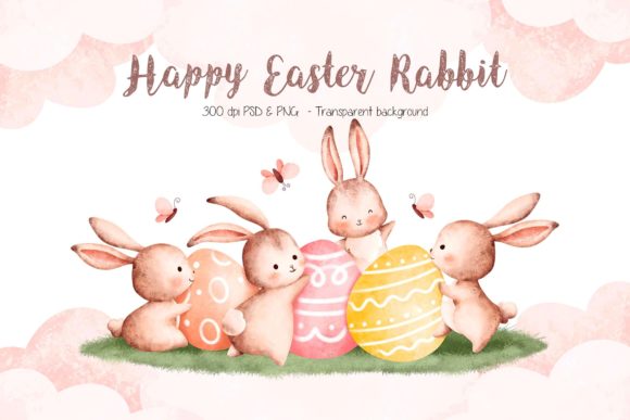 Happy Easter Rabbit Background Graphic Illustrations By Stellaart