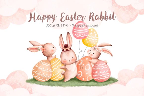 Happy Easter Rabbit Background Graphic Illustrations By Stellaart