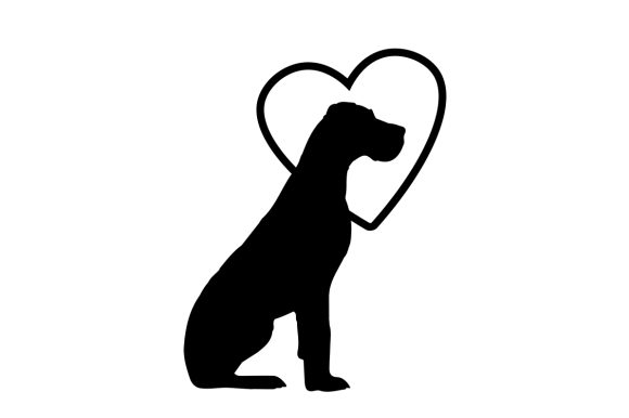 Great Dane Silhouette with Love Heart Dogs Craft Cut File By Creative Fabrica Crafts