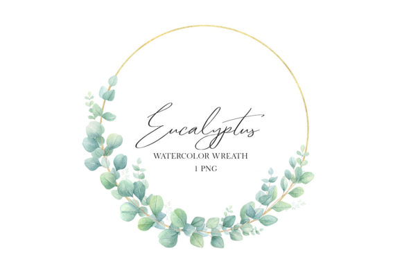 Eucalyptus Wreath Watercolor Graphic Illustrations By TanyaTrinkArt